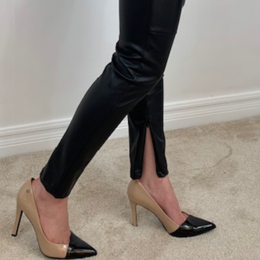 Bar III faux leather black skinny pants. XS. NWT - Picture 7 of 14